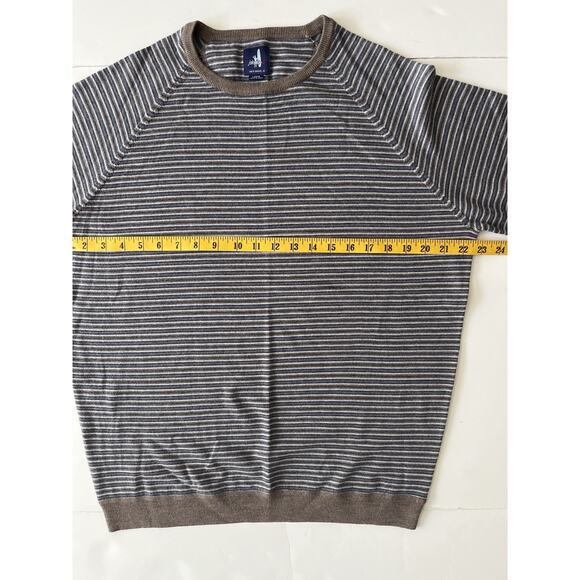 Johnnie O Virgil Merino Wool Sweater Men L Brown Striped Extra Fine Merino Wool - Picture 4 of 8